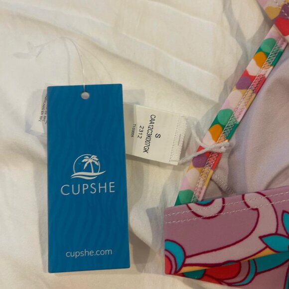 Boho Wavy Striped Strappy V-Neck Top & Cutout Bikini Set - size Small NWT - Picture 6 of 9